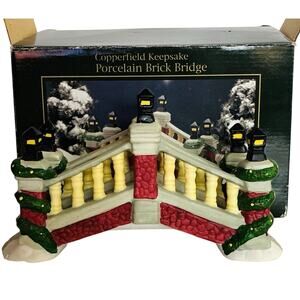 Vintage Copperfield Keepsake Porcelain Brick Bridge Christmas Village 1990’s